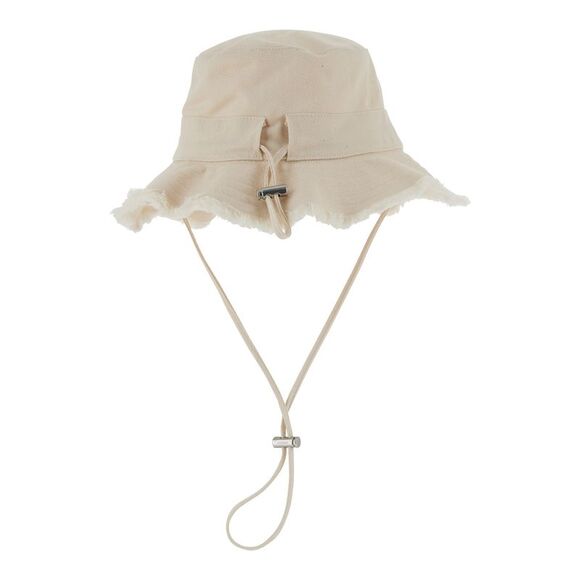 Jacquemus Men White Fisherman Hat With Logo Detail  In Cotton Man - Picture 2 of 3